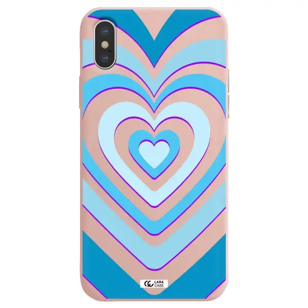 Blue Heart Apple iPhone X Silicone pastel pink Case