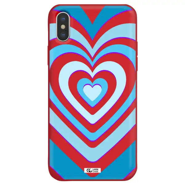 Blue Heart Apple iPhone XS Silicone Imperial Red Case