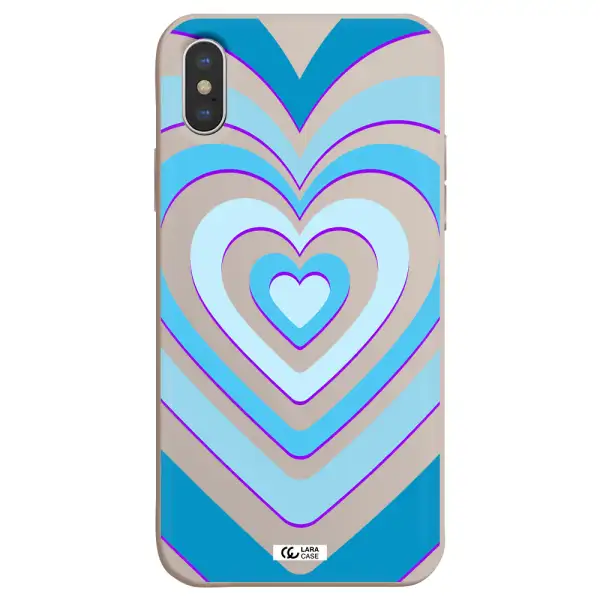 Blue Heart Apple iPhone XS Silicone Stone Case