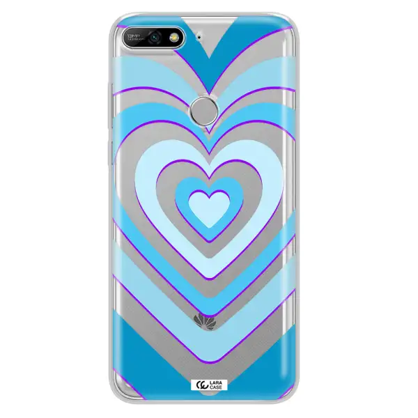 Blue Heart Huawei Y7 2018 Clear TPU Case