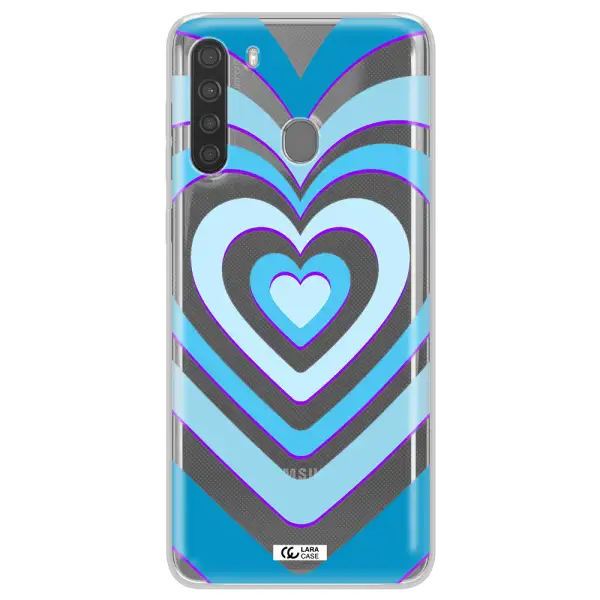 Blue Heart Samsung A21 Clear TPU Case