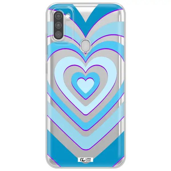 Blue Heart Samsung M11 Clear TPU Case