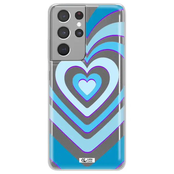 Blue Heart Samsung S21 Ultra Clear TPU Case