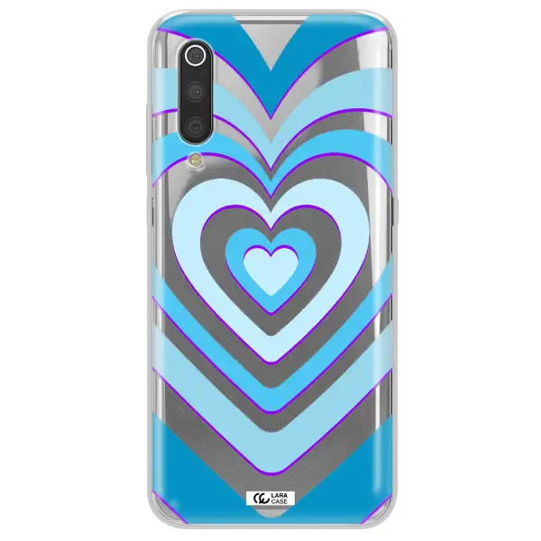 Blue Heart Xiaomi Mi 9 Clear TPU Case