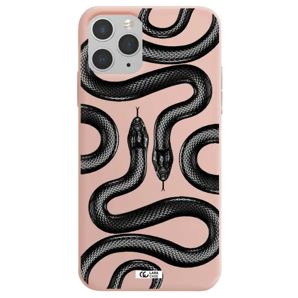 Black Snake Apple iPhone 11 pro max Silicone pastel pink Case