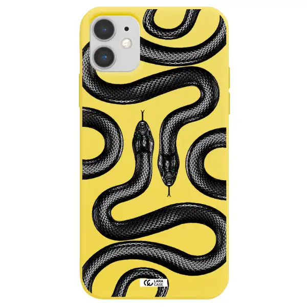 Black Snake Apple iPhone 11 Silicone canary yellow Case
