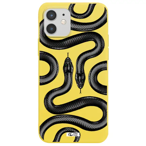 Black Snake Apple iPhone 12 mini Silicone canary yellow Case