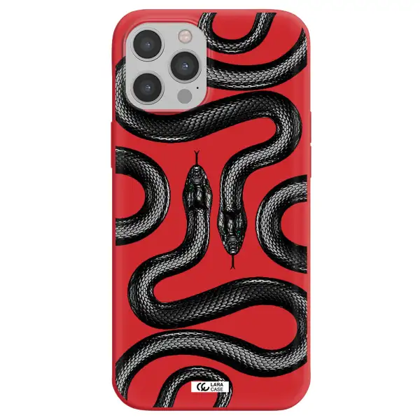 Black Snake Apple iPhone 12 pro max Silicone Imperial Red Case