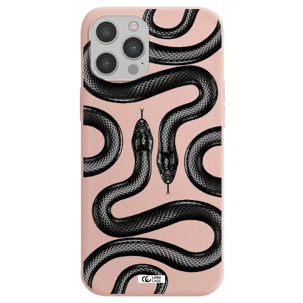 Black Snake Apple iPhone 12 pro max Silicone pastel pink Case