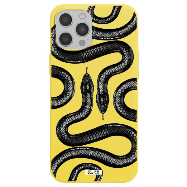 Black Snake Apple iPhone 12 pro Silicone canary yellow Case