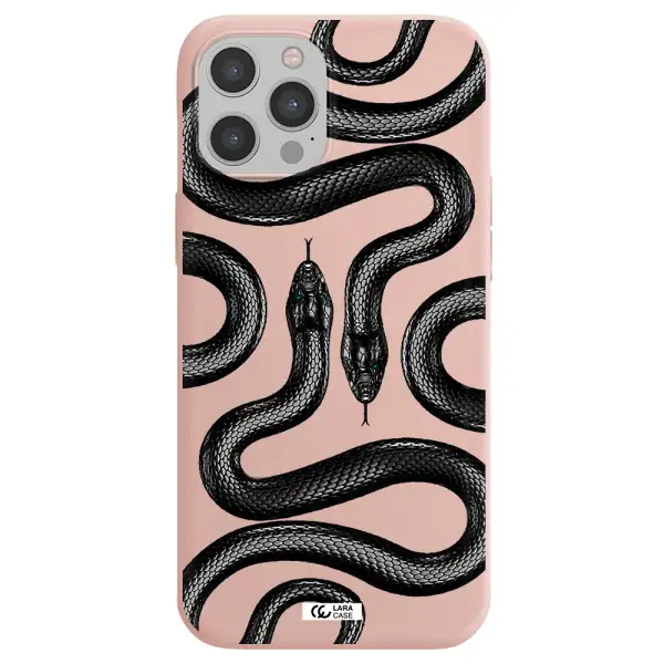 Black Snake Apple iPhone 12 pro Silicone pastel pink Case