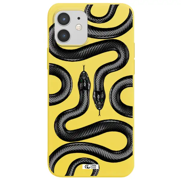 Black Snake Apple iPhone 12 Silicone canary yellow Case