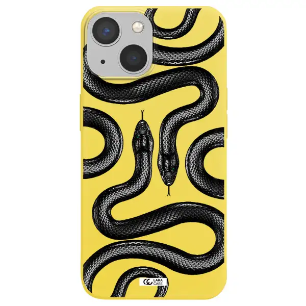 Black Snake Apple iPhone 13 Silicone canary yellow Case