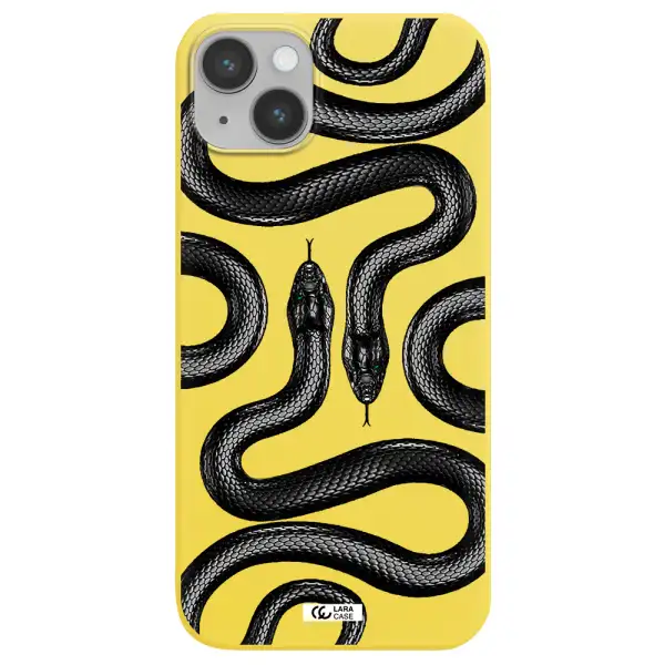 Black Snake Apple iPhone 14 plus Silicone canary yellow Case