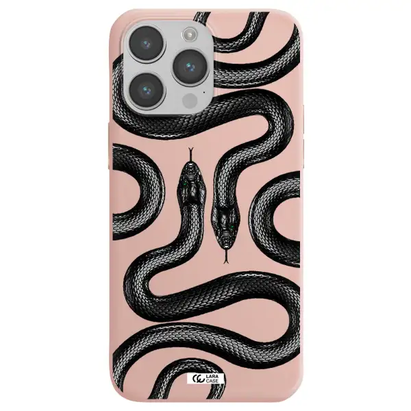 Black Snake Apple iPhone 14 pro max Silicone pastel pink Case