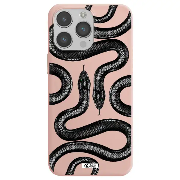 Black Snake Apple iPhone 14 pro Silicone pastel pink Case