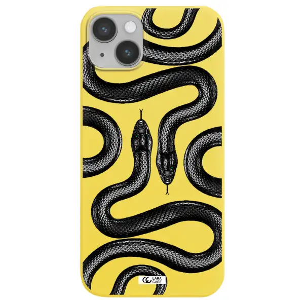 Black Snake Apple iPhone 14 Silicone canary yellow Case