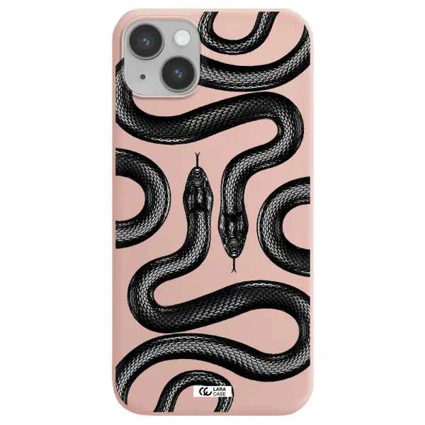 Black Snake Apple iPhone 14 Silicone pastel pink Case