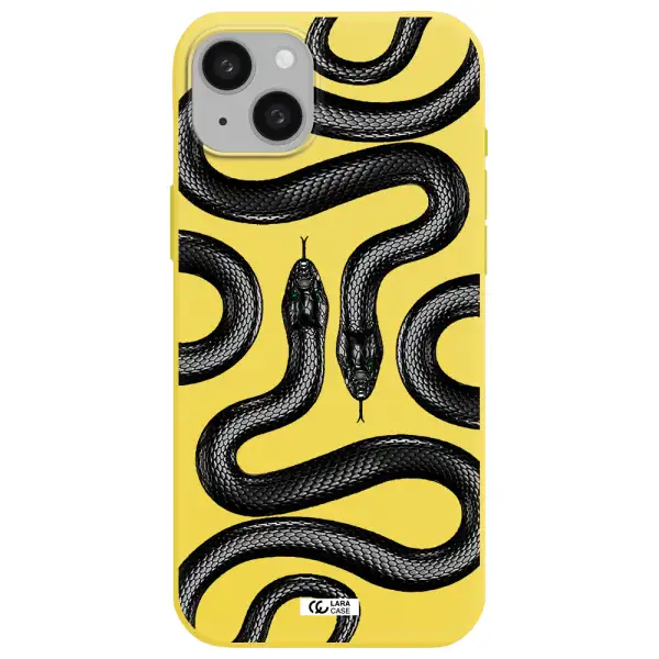 Black Snake Apple iphone 15 plus Silicone canary yellow Case