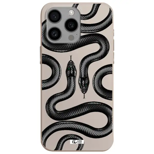 Black Snake Apple Iphone 15 Pro max Silicone Stone Case