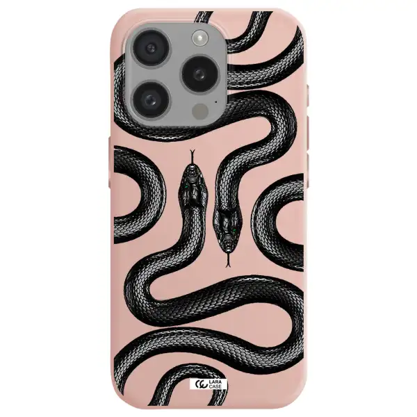 Black Snake Apple Iphone 15 Pro Silicone Pastel Pink Case
