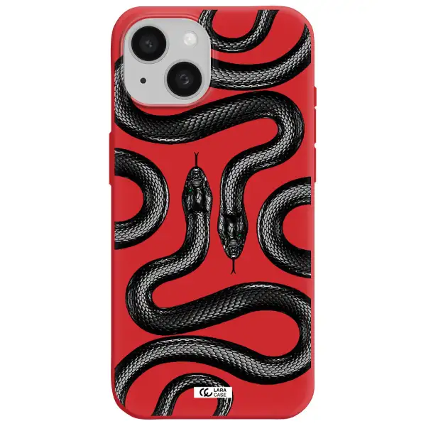 Black Snake Apple Iphone 15 Silicone Imperial Red Case