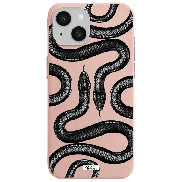 Black Snake Apple Iphone 15 Silicone Pastel Pink Case
