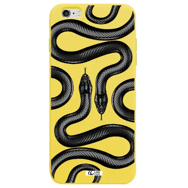 Black Snake Apple iPhone 6 plus Silicone canary yellow Case