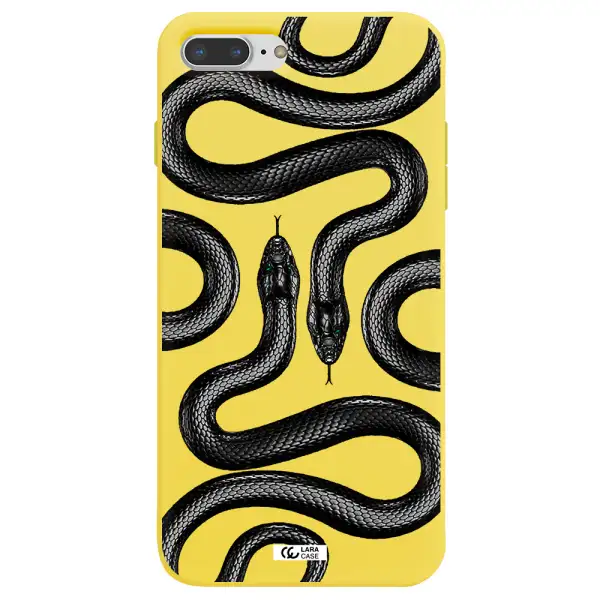 Black Snake Apple iPhone 7 plus Silicone canary yellow Case