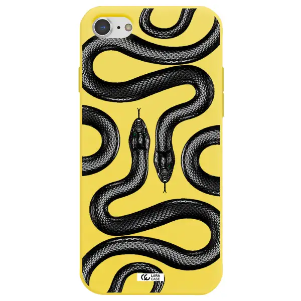 Black Snake Apple iPhone 7 Silicone canary yellow Case