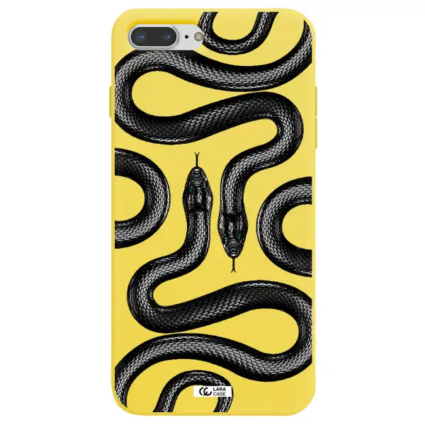 Black Snake Apple iPhone 8 plus Silicone canary yellow Case