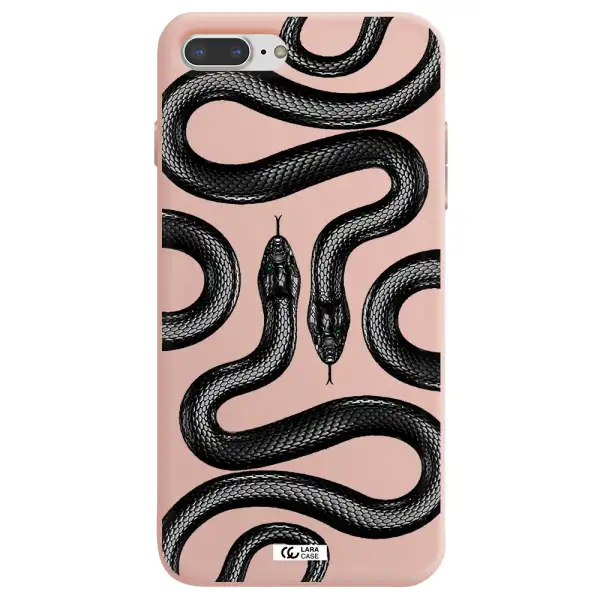 Black Snake Apple iPhone 8 plus Silicone pastel pink Case