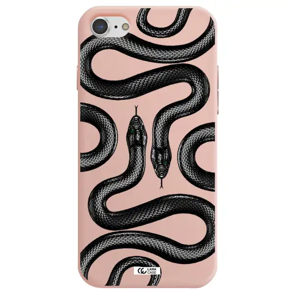 Black Snake Apple iPhone 8 Silicone pastel pink Case