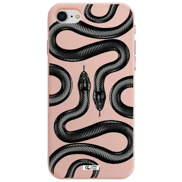 Black Snake Apple iPhone se 2020 Silicone pastel pink Case