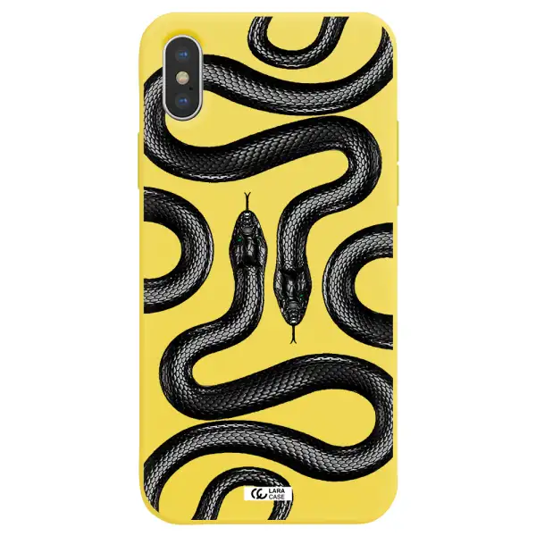 Black Snake Apple iPhone X Silicone canary yellow Case