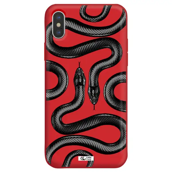 Black Snake Apple iPhone X Silicone Imperial Red Case
