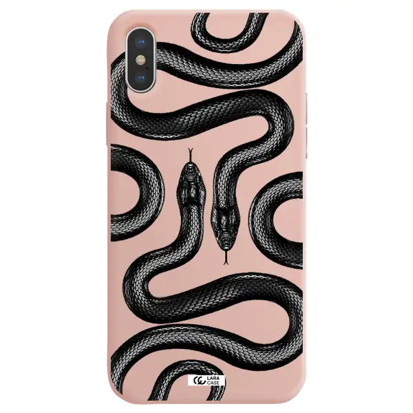 Black Snake Apple iPhone X Silicone pastel pink Case