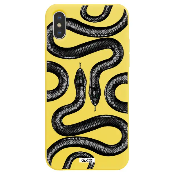 Black Snake Apple iPhone XS Silicone canary yellow Case