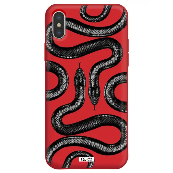 Black Snake Apple iPhone XS Silicone Imperial Red Case