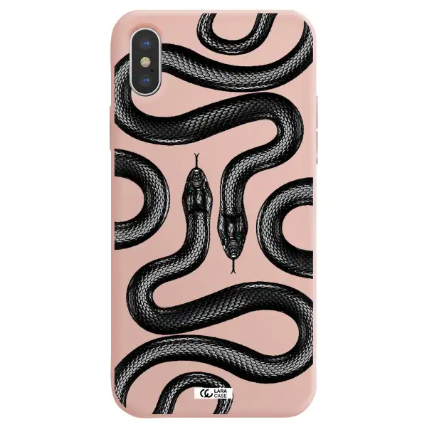 Black Snake Apple iPhone XS Silicone pastel pink Case
