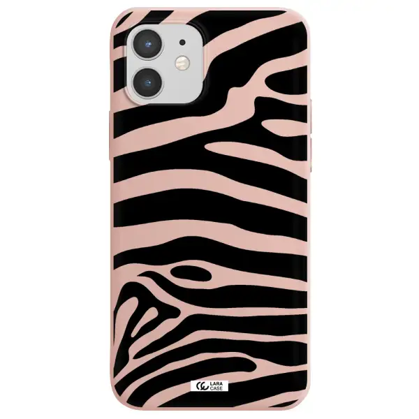 Zebra Apple iPhone 12 Silicone pastel pink Case