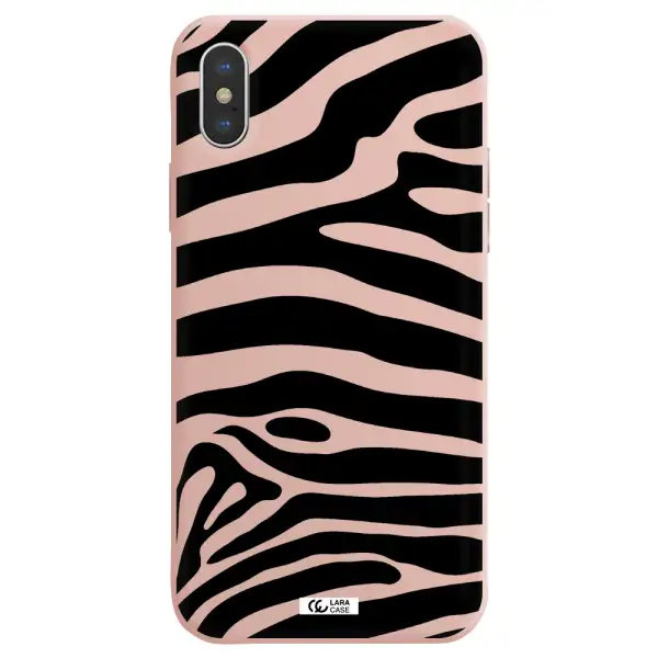 Zebra Apple iPhone XS Silicone pastel pink Case