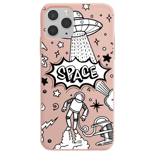 Space Poster Apple iPhone 11 pro Silicone pastel pink Case