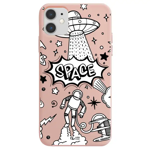 Space Poster Apple iPhone 11 Silicone pastel pink Case