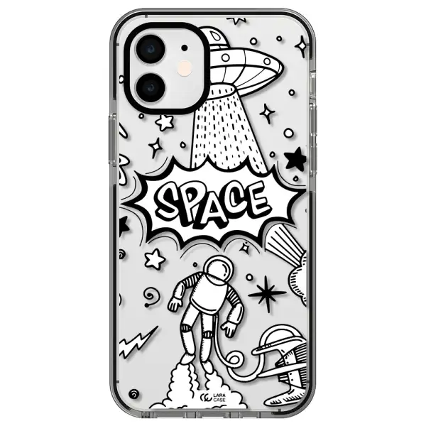 Space Poster Apple iPhone 12 impact black border Case