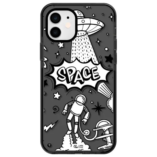 Space Poster Apple iPhone 12 impact Smoke Black Case