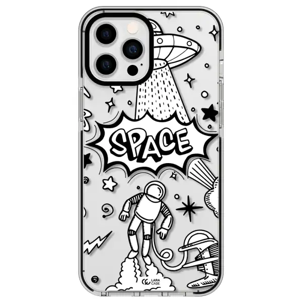 Space Poster Apple iPhone 12 pro max impact black border Case