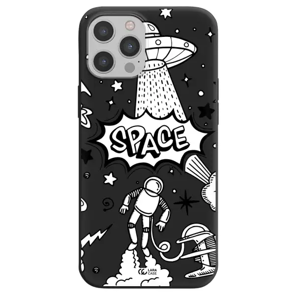Space Poster Apple iPhone 12 pro max Silicone black Case