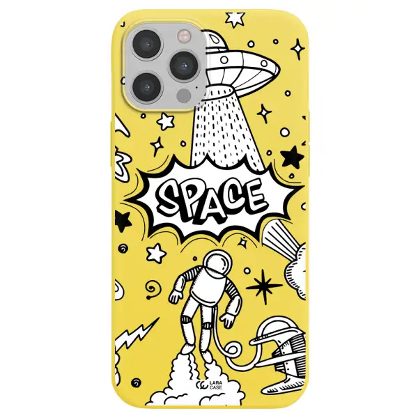 Space Poster Apple iPhone 12 pro max Silicone canary yellow Case