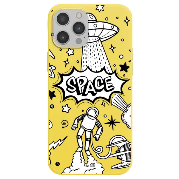 Space Poster Apple iPhone 12 pro Silicone canary yellow Case